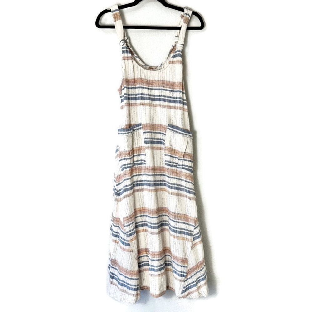 Free People Harper Striped Cotton Midi Dress Size Medium - Picture 2 of 8